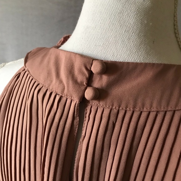 Blush color Pleated Halter Blouse - Picture 3 of 5
